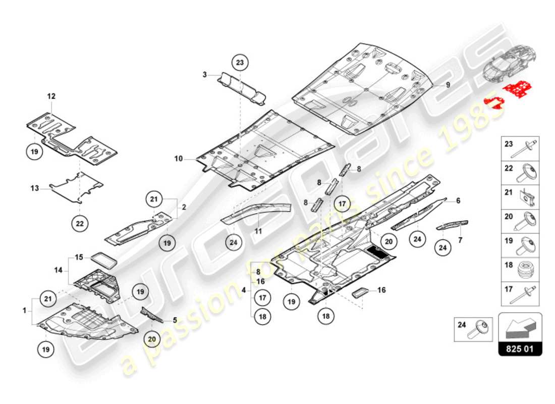 lamborghini revuelto coupe (2024) underbody trim part diagram