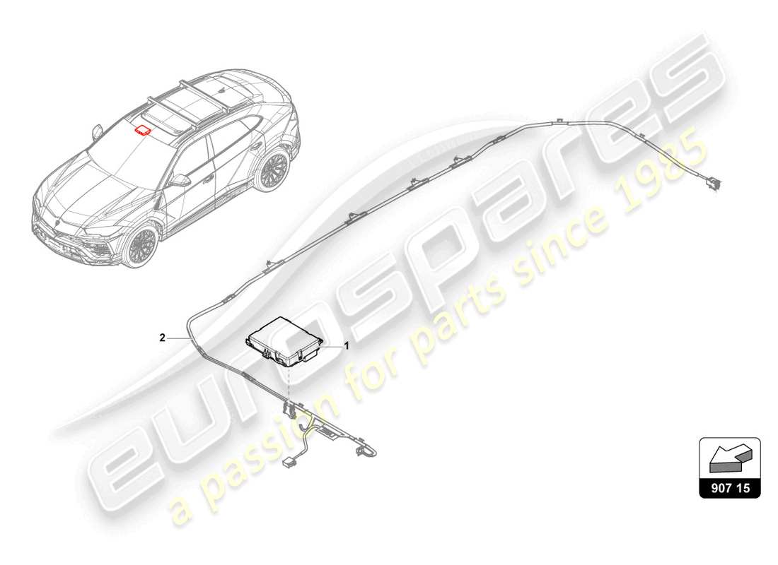 lamborghini urus (2020) control unit for electric sliding sunroof controls part diagram