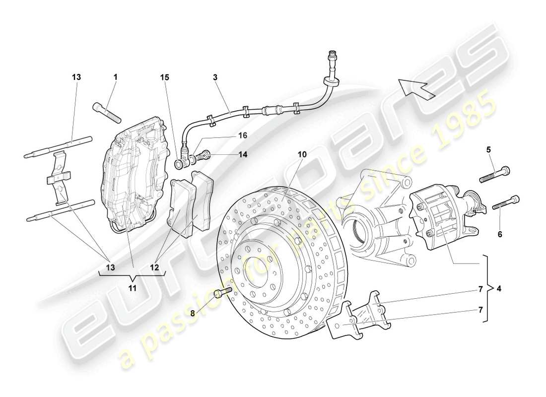 lamborghini lp640 coupe (2008) disc brake rear part diagram