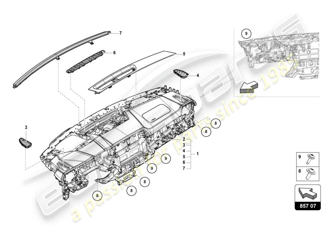 lamborghini urus (2022) instrument panel part diagram