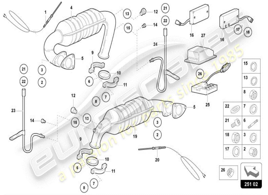 lamborghini diablo vt (1997) catalytic converter part diagram