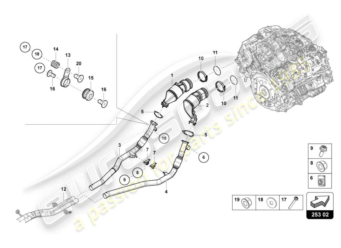 lamborghini urus (2022) catalytic converter part diagram