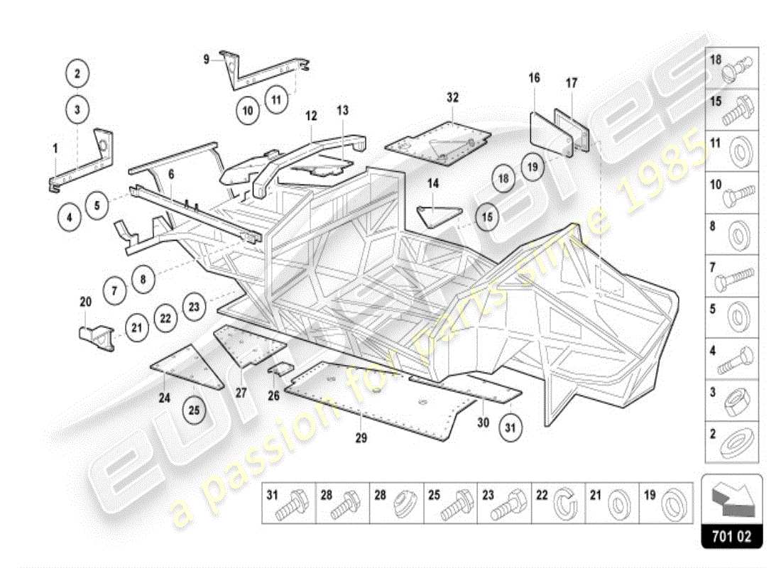 lamborghini diablo vt (1995) trim frame front part part diagram