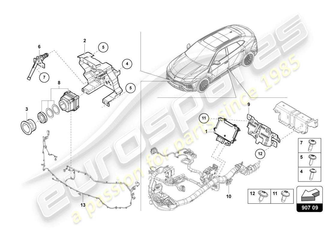 lamborghini urus s (2023) camera for night-vision system part diagram