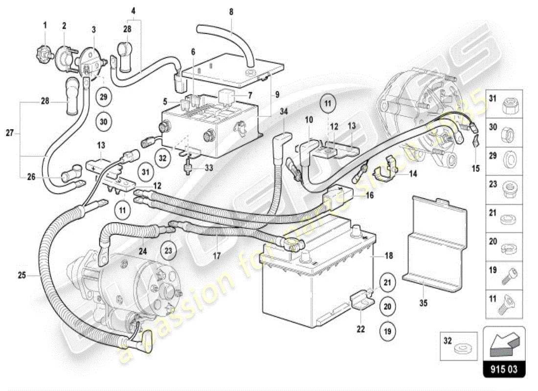 lamborghini diablo vt (1997) battery part diagram