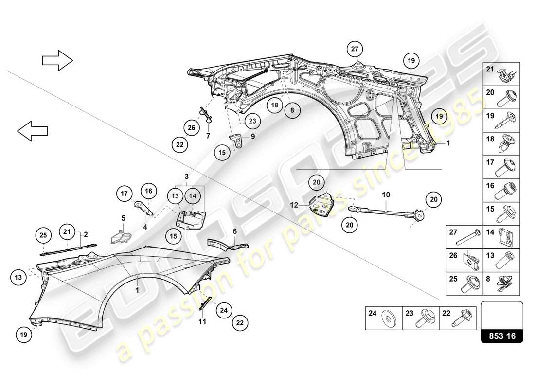 lamborghini tecnica (2024) wing part diagram