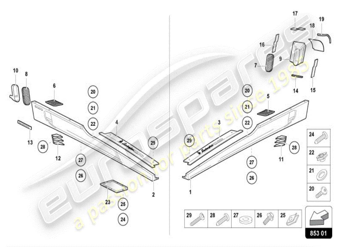 lamborghini diablo vt (1997) lower external side member for wheel housing part diagram