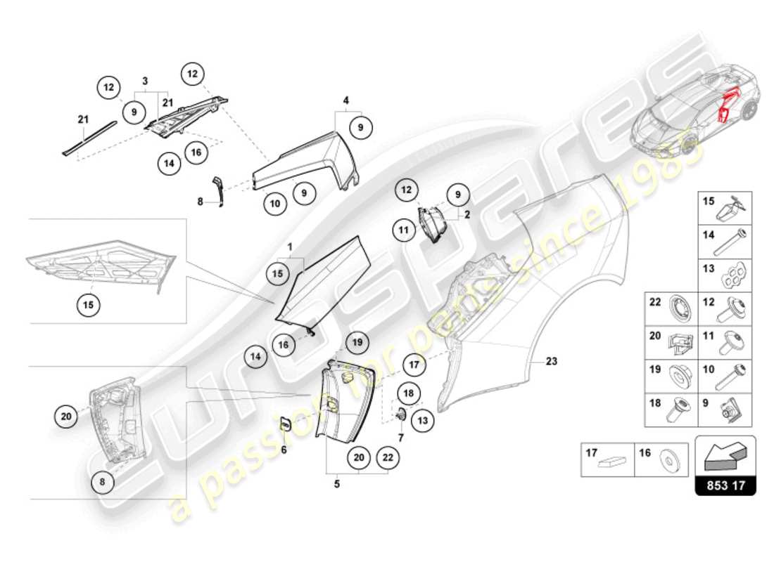 lamborghini tecnica (2024) cover panel part diagram