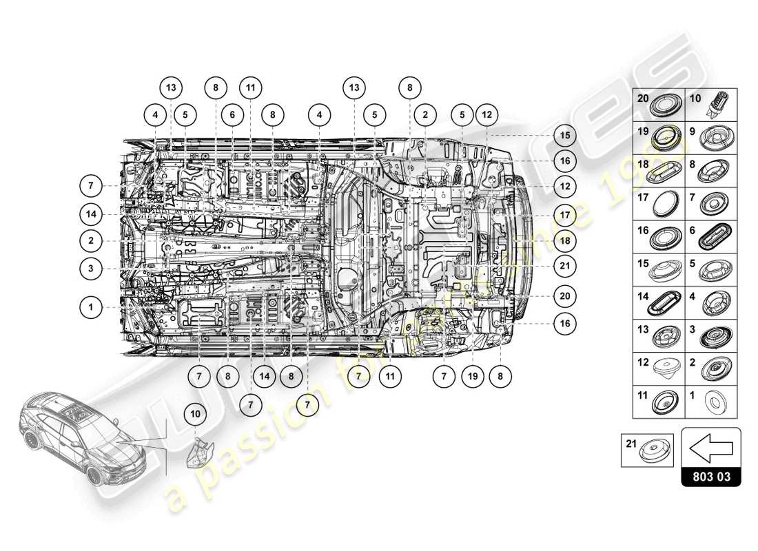 lamborghini urus s (2023) sealing plug set part diagram