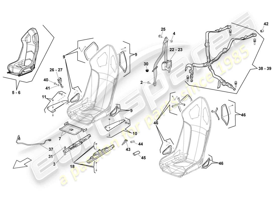 lamborghini lp570-4 sl (2012) sports seat part diagram