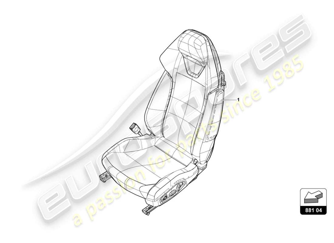 lamborghini evo spyder 2wd (2021) seat 'standard trim' part diagram