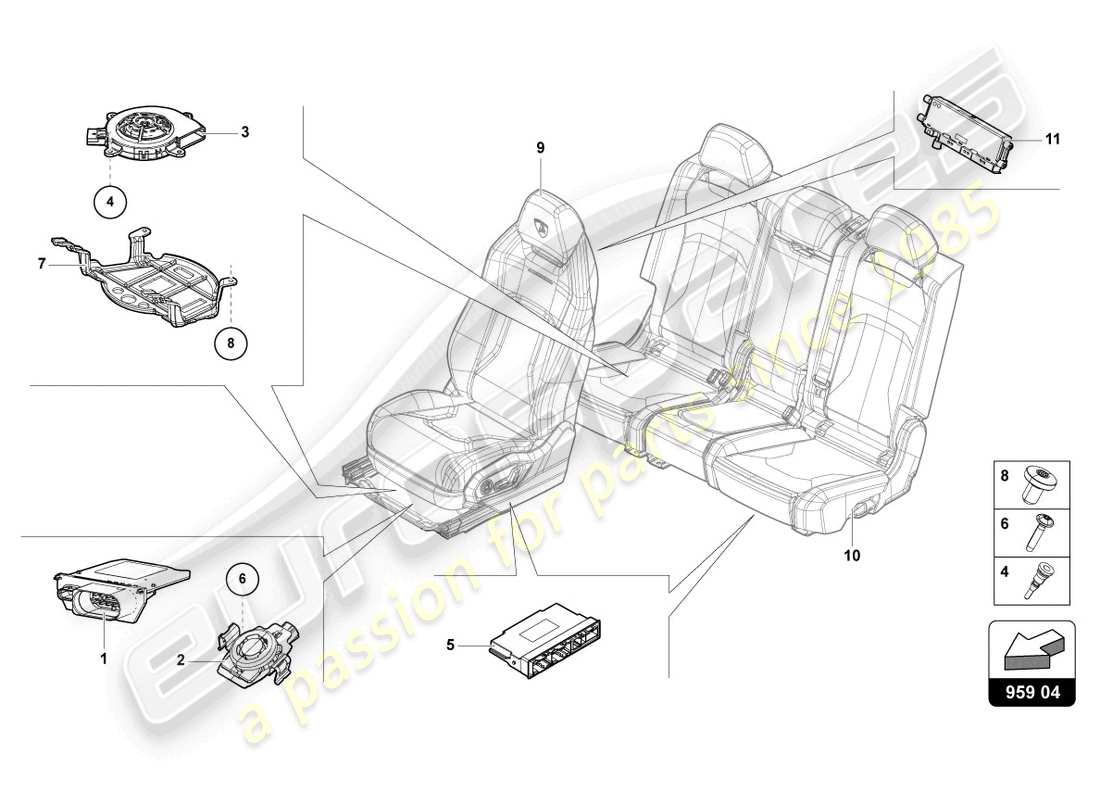 lamborghini urus (2022) control unit for seat occupied sensor part diagram