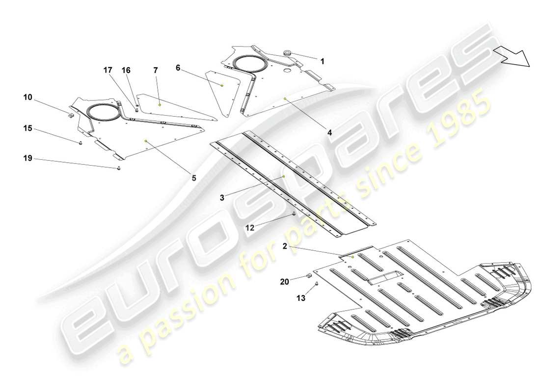 lamborghini gallardo coupe (2005) underbody trim part diagram