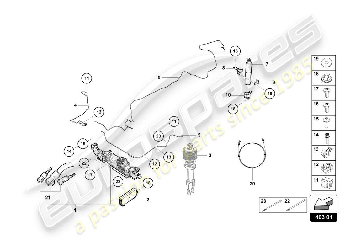 lamborghini evo spyder (2023) lifting device part diagram