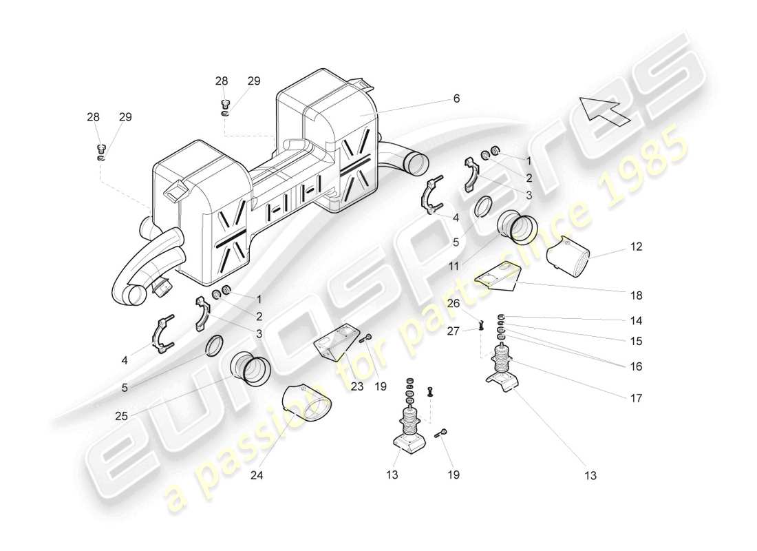 lamborghini gallardo spyder (2006) rear silencer part diagram