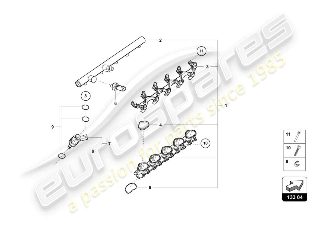 lamborghini evo coupe (2021) injection valve part diagram