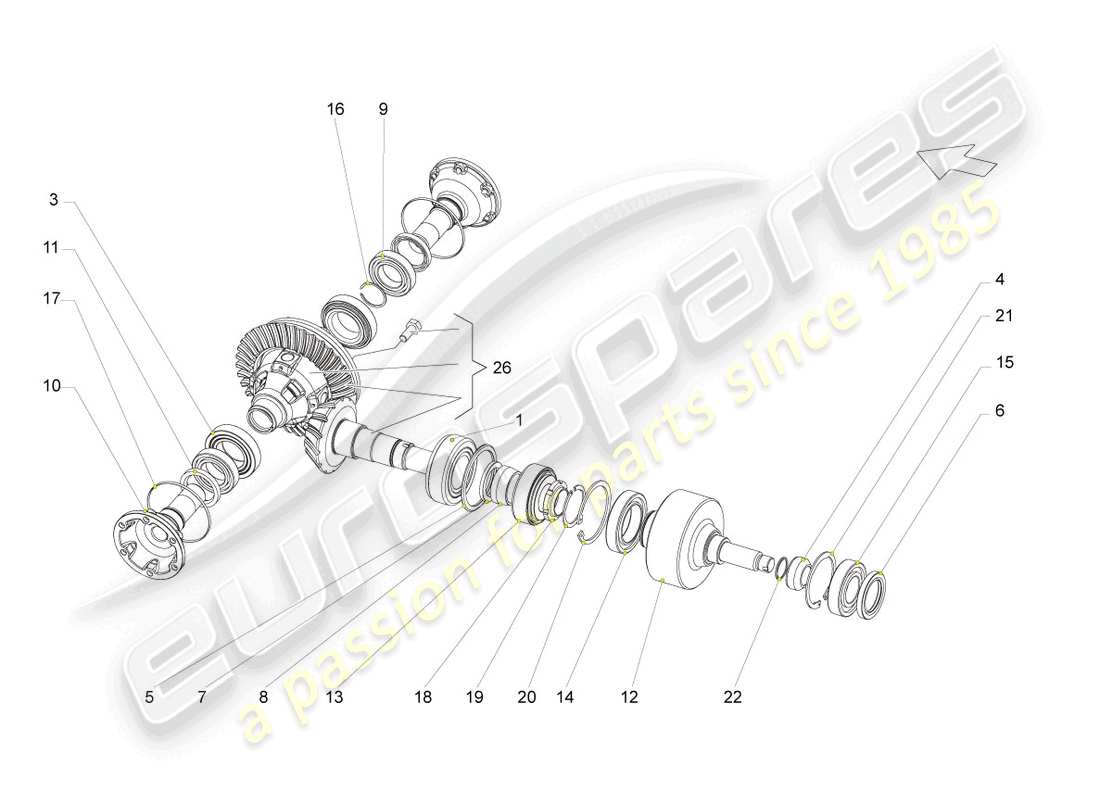 lamborghini gallardo spyder (2007) front axle differential part diagram