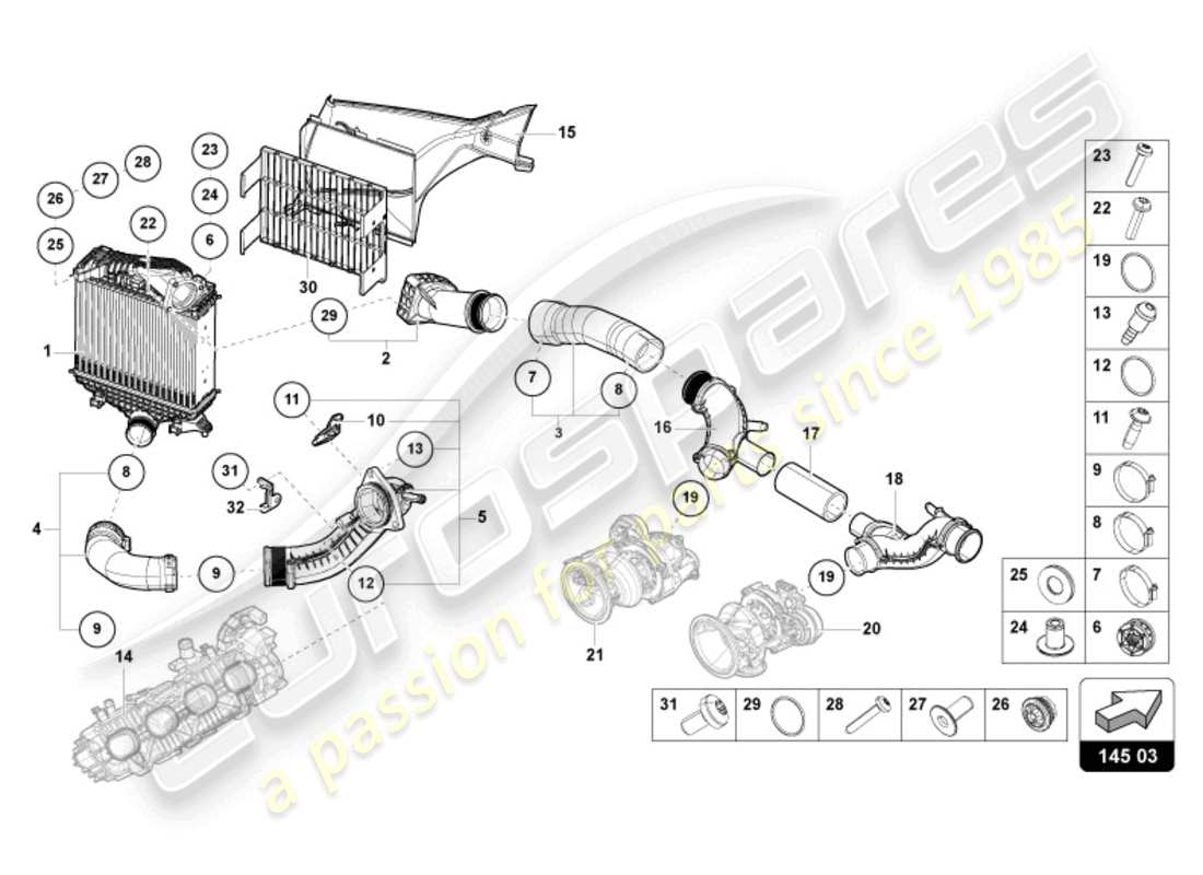 lamborghini urus (2020) charge air cooler left part diagram