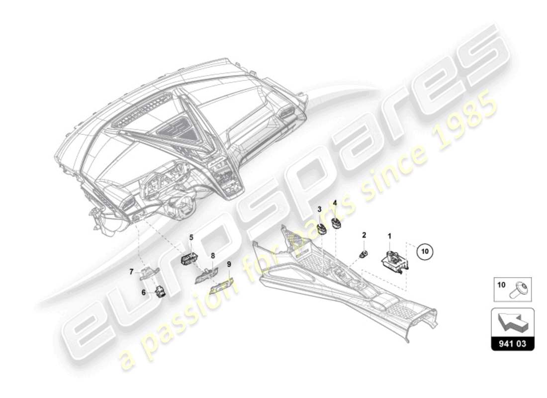 lamborghini revuelto coupe (2024) switch part diagram