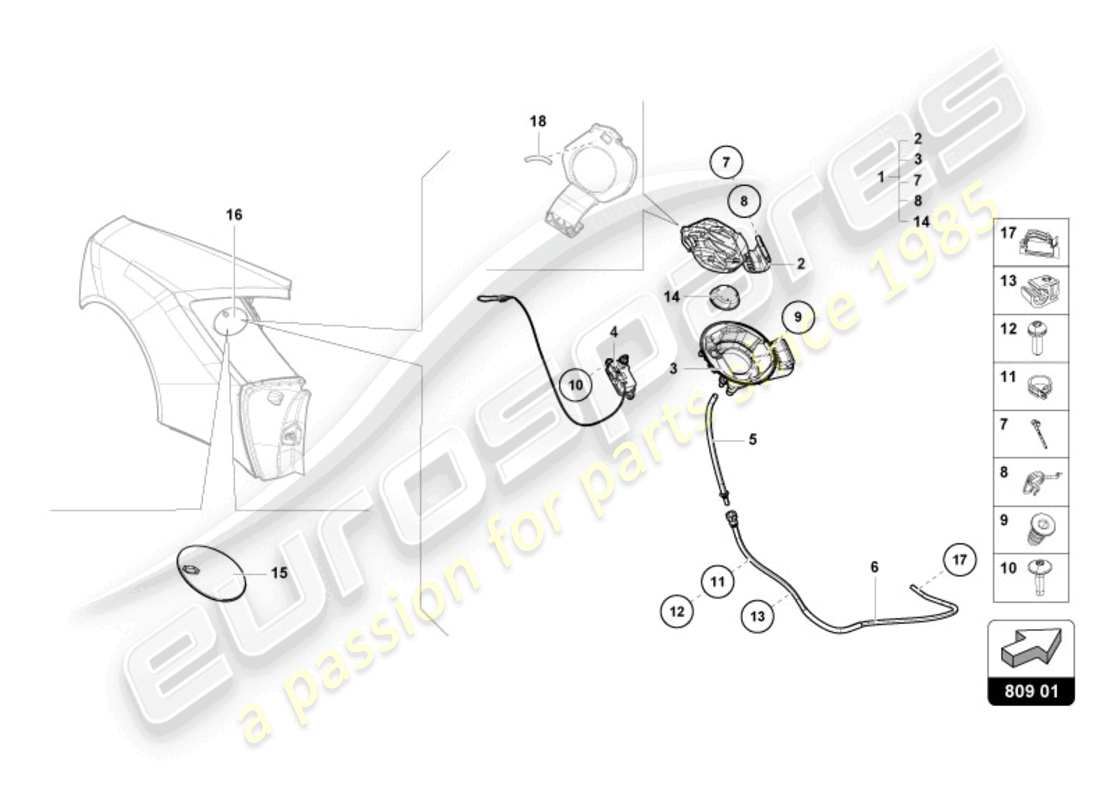 lamborghini sterrato (2024) fuel filler flap part diagram