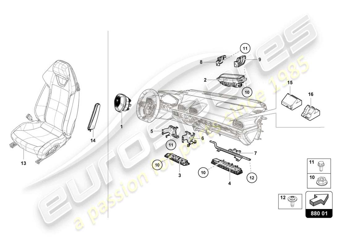 lamborghini tecnica (2023) airbag part diagram