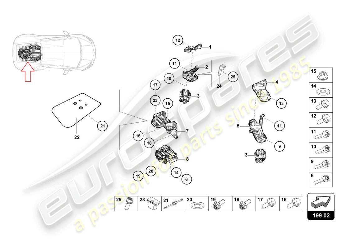 lamborghini evo coupe (2021) securing parts for engine part diagram