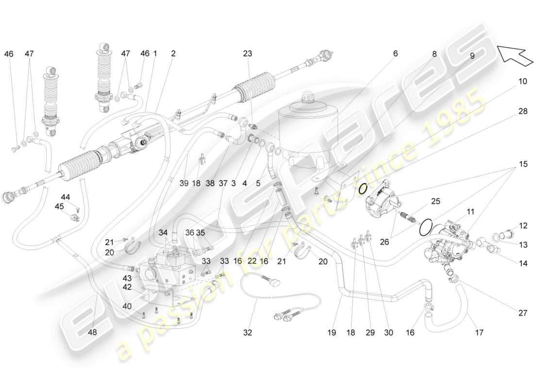 lamborghini gallardo coupe (2005) steering gear part diagram