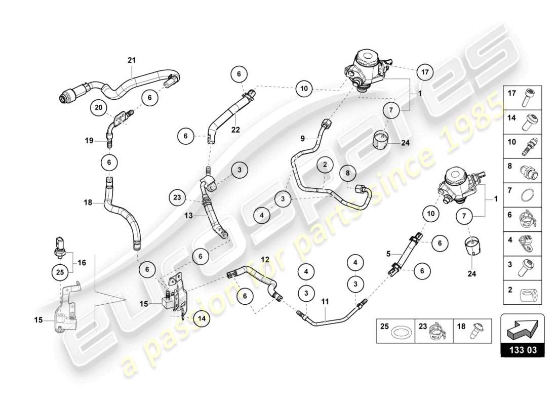 lamborghini tecnica (2024) fuel pump part diagram