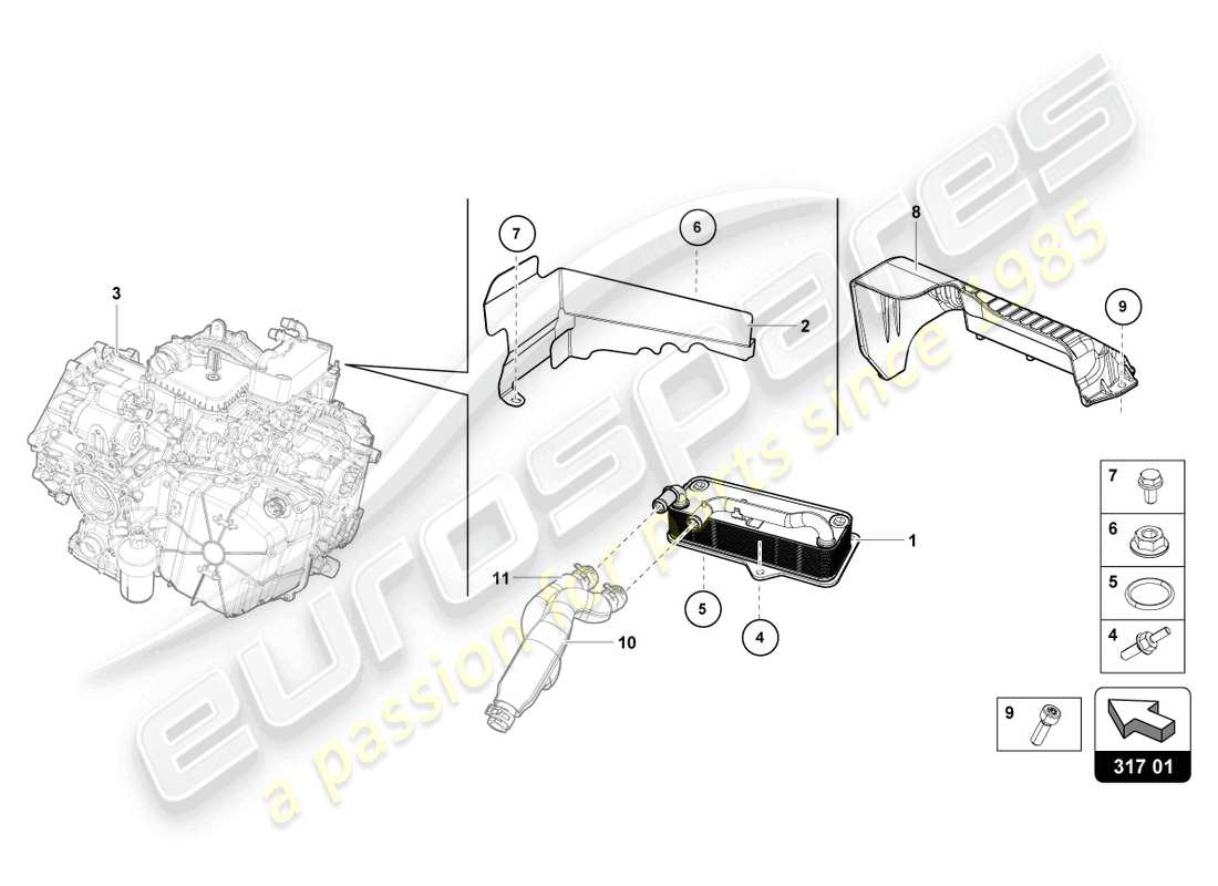 lamborghini evo spyder 2wd (2021) gear oil cooler part diagram