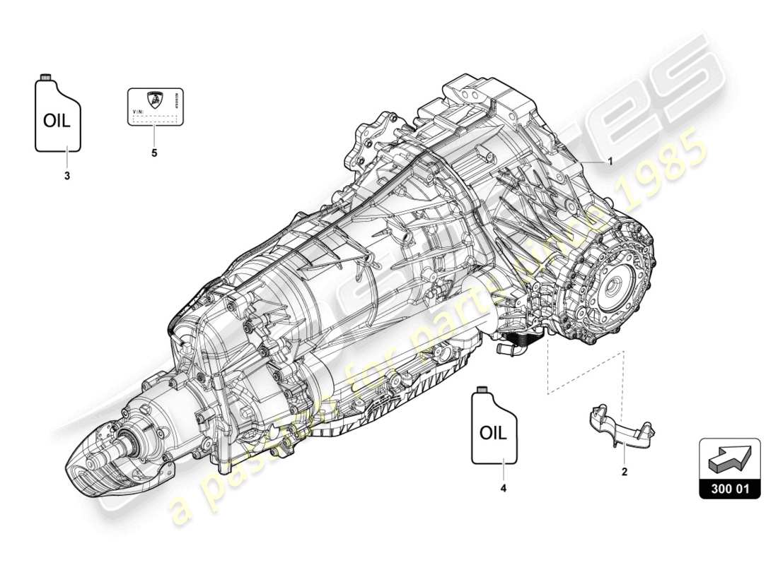 lamborghini urus performante (2024) gearbox, complete part diagram