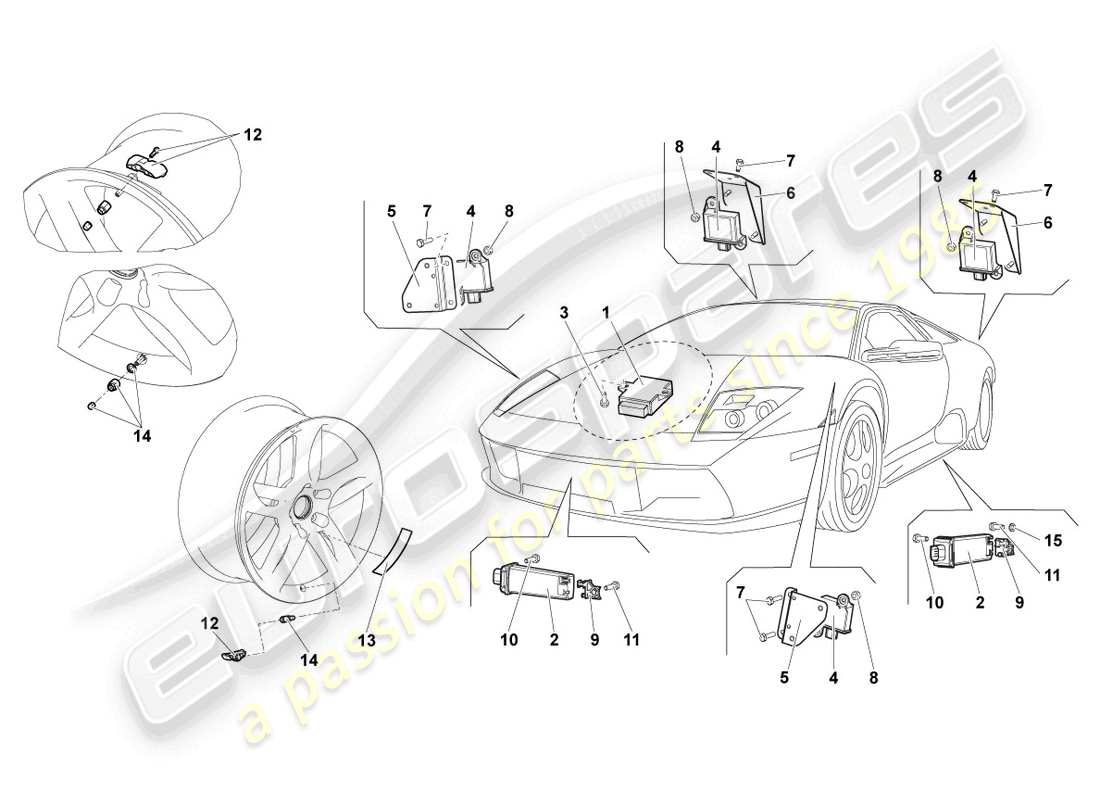 lamborghini lp640 coupe (2009) tyre pressure control system part diagram