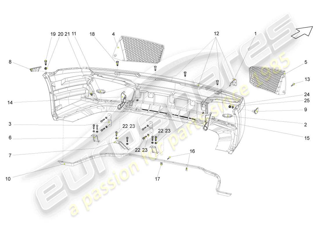 lamborghini gallardo spyder (2006) bumper front part diagram