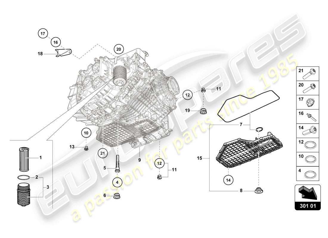 lamborghini evo spyder (2022) oil filter part diagram