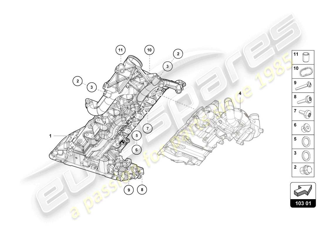 lamborghini evo spyder (2022) engine oil sump part diagram