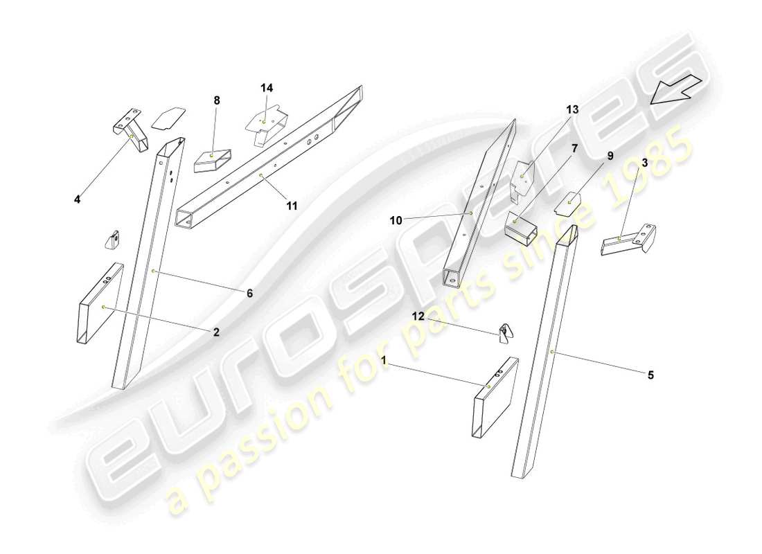 lamborghini lp560-4 spider (2012) side member rear part part diagram