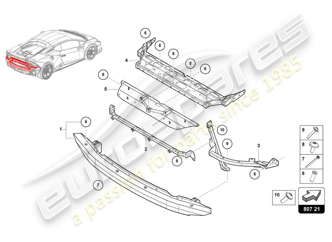 lamborghini tecnica (2024) bumper carrier part diagram