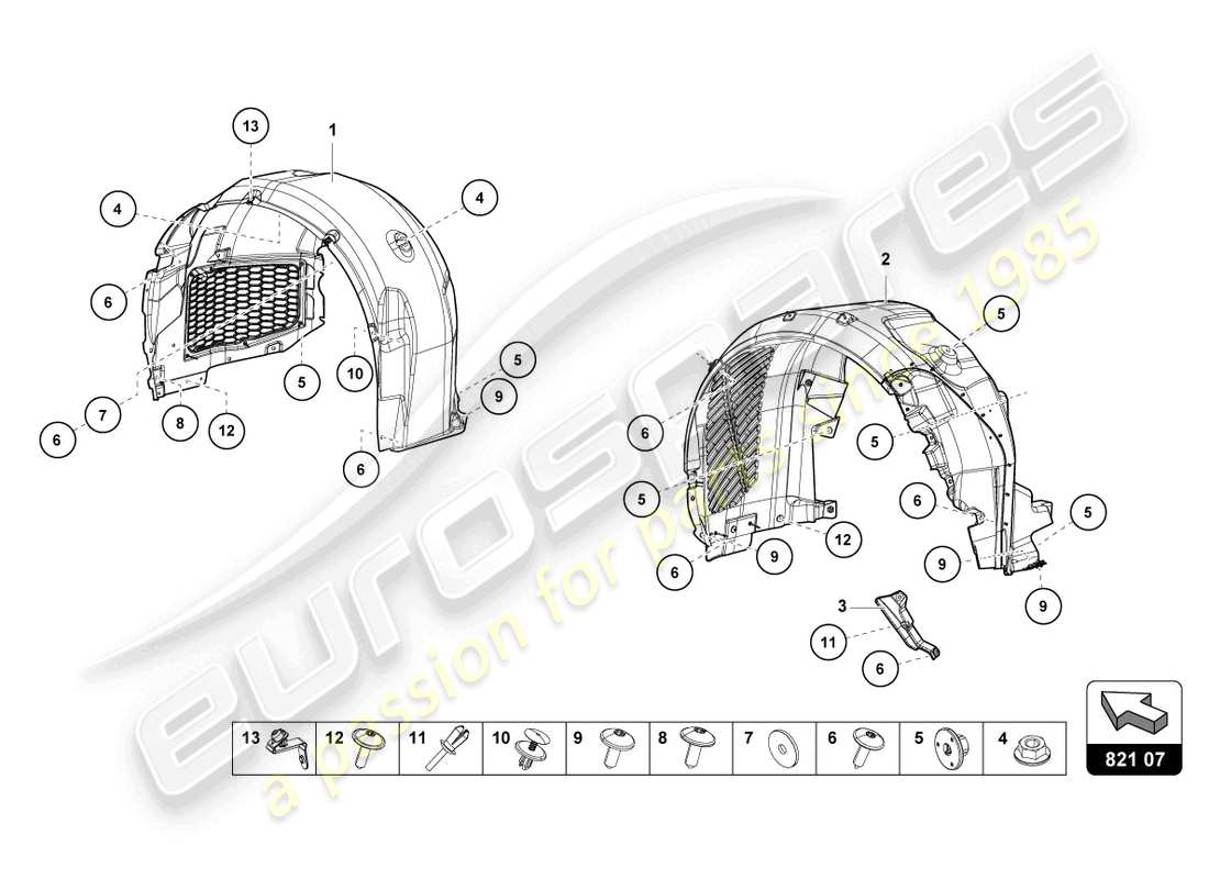 lamborghini tecnica (2024) wheel housing trim part diagram