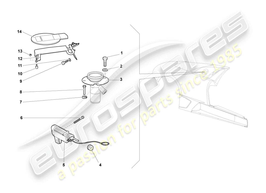 lamborghini lp640 coupe (2009) fuel filler flap part diagram