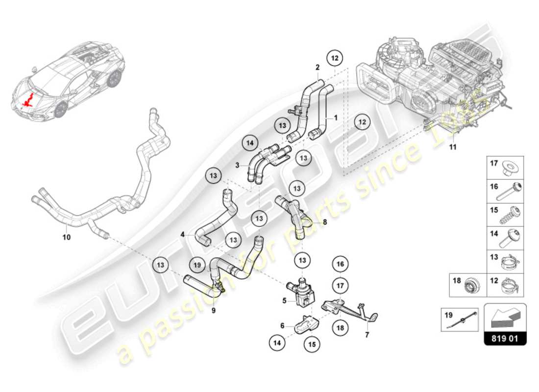 lamborghini revuelto coupe (2024) air cond. system/ heating standard part diagram