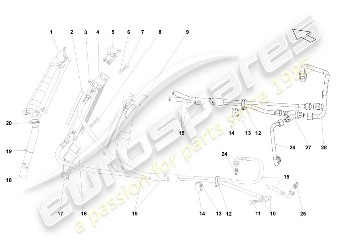 lamborghini superleggera (2008) gear oil cooler part diagram