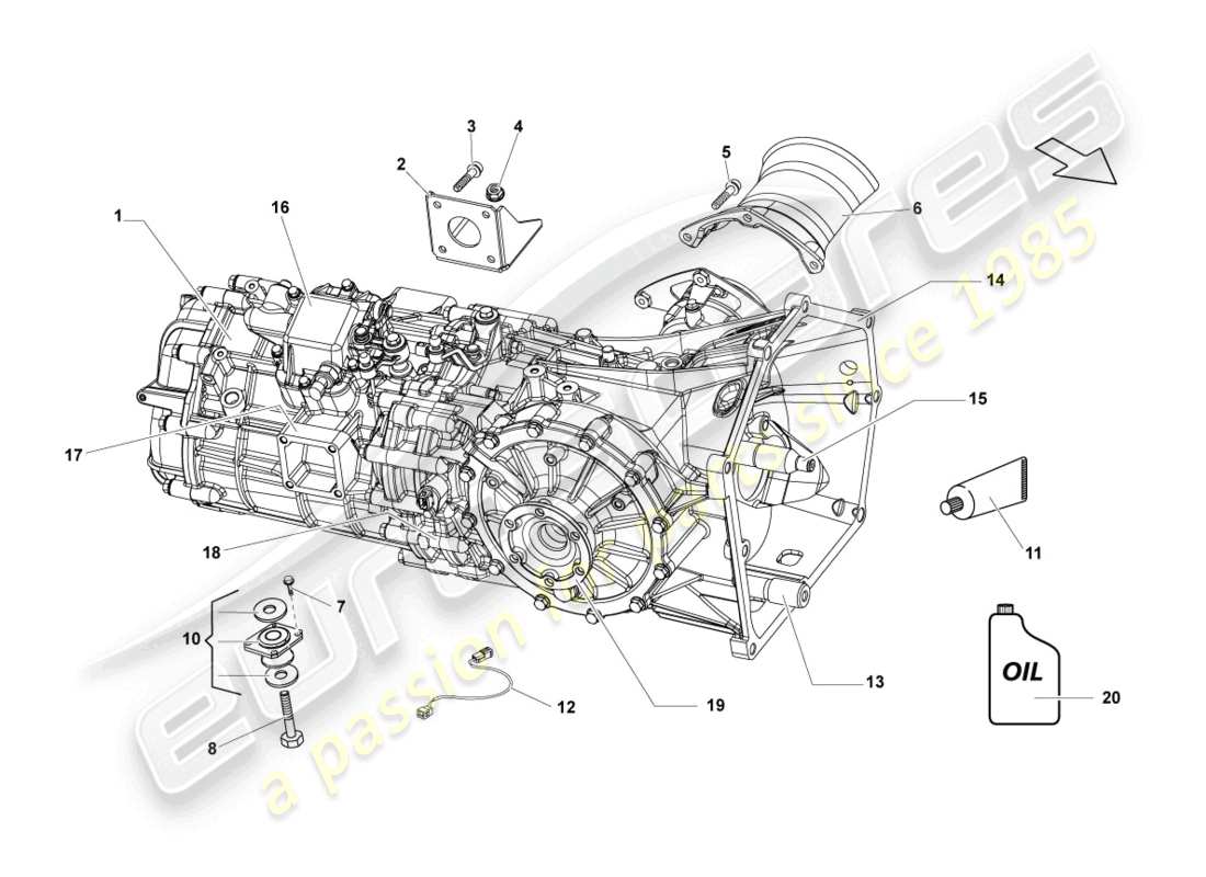 lamborghini lp560-4 coupe (2013) gearbox, complete part diagram