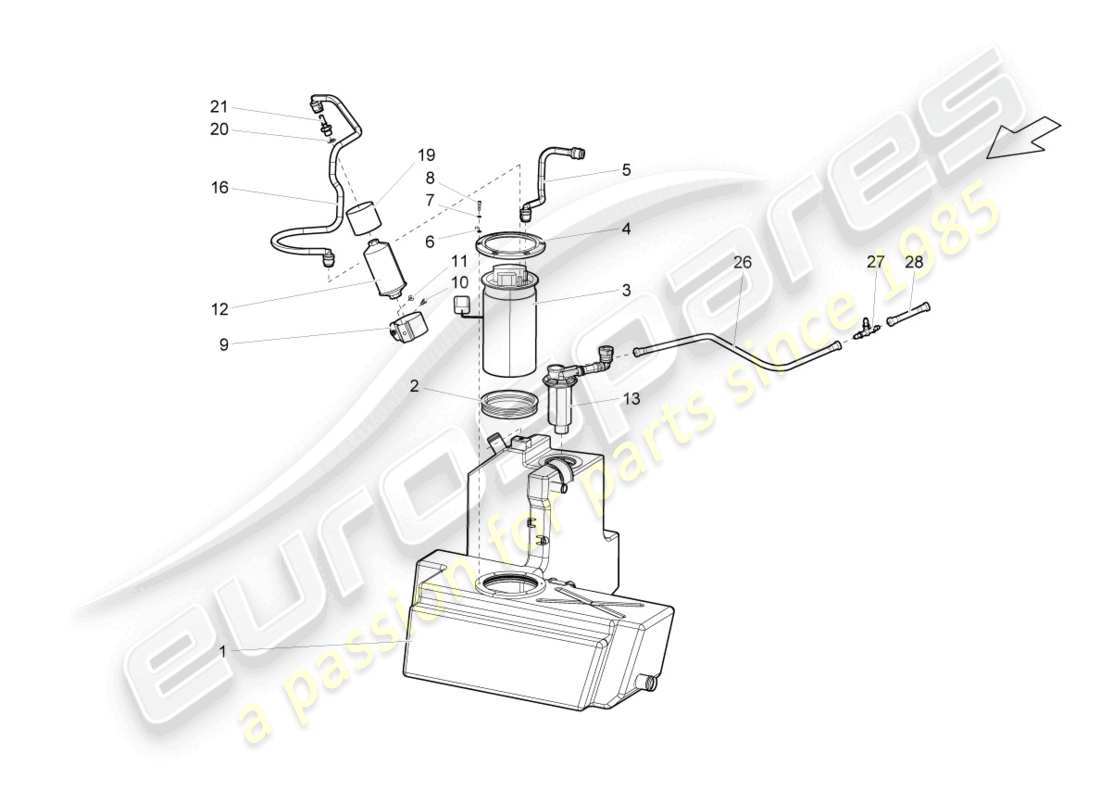 lamborghini gallardo spyder (2007) fuel tank with attachments right part diagram