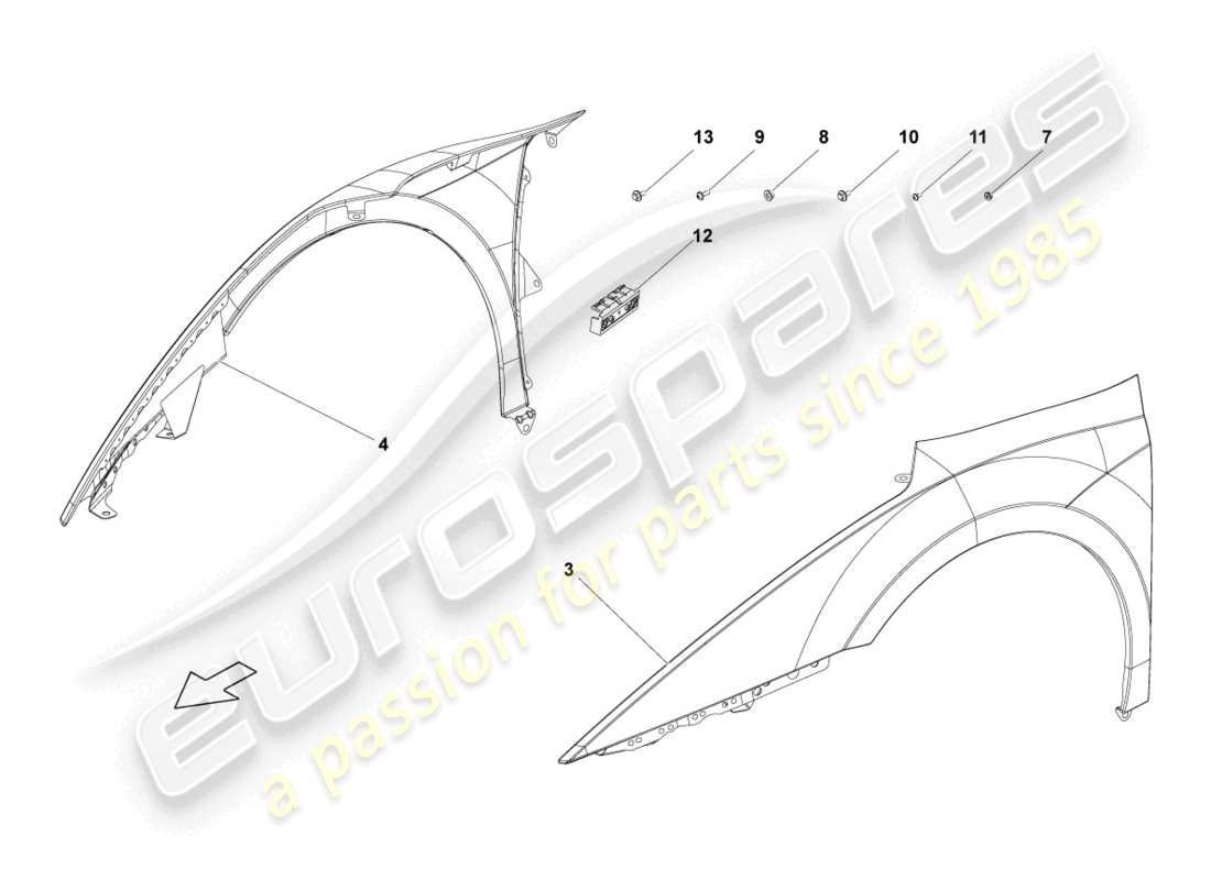 lamborghini gallardo spyder (2006) wing front part diagram