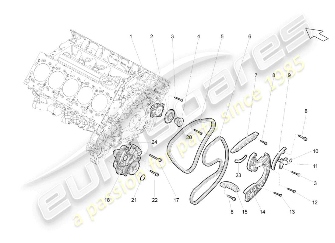 lamborghini superleggera (2008) timing chain part diagram