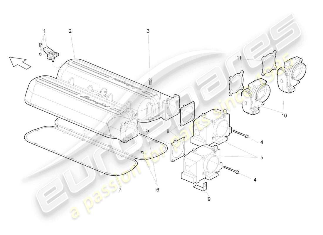 lamborghini gallardo spyder (2006) intake manifold part diagram