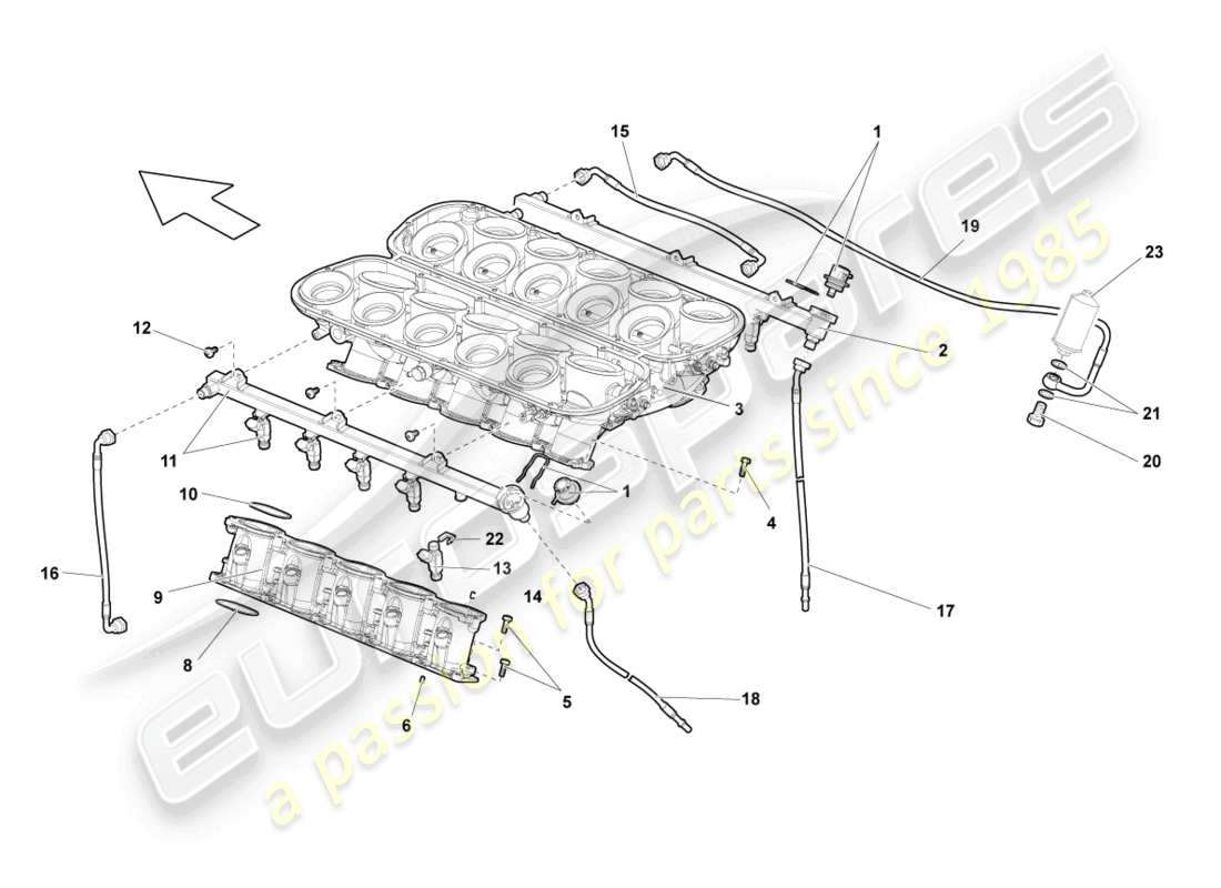 lamborghini gallardo spyder (2006) injection system part diagram