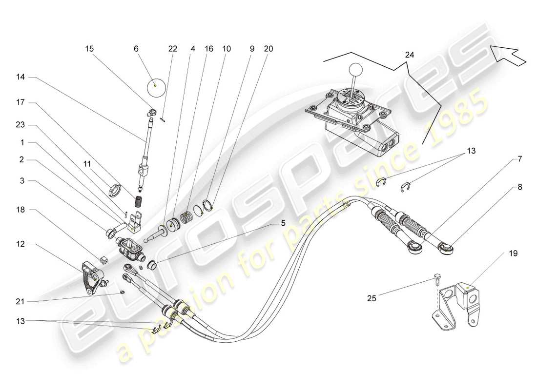 lamborghini gallardo spyder (2006) selector mechanism part diagram