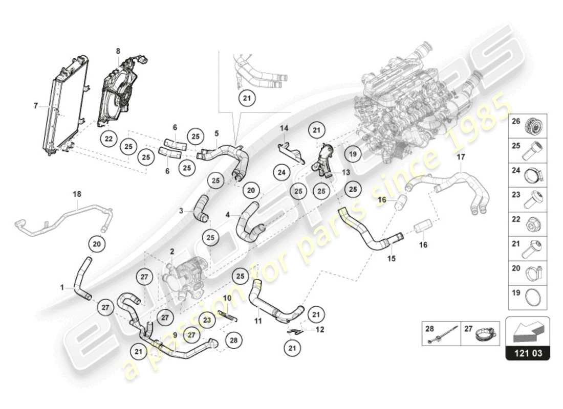 lamborghini revuelto coupe (2024) coolant cooling system water system part diagram