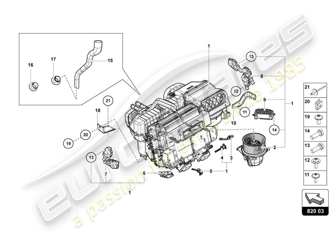 lamborghini countach lpi 800-4 (2022) air conditioning part diagram