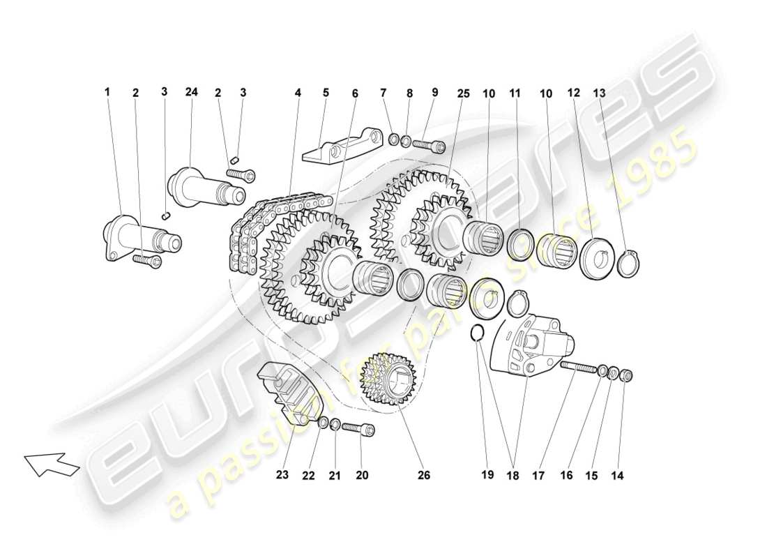 lamborghini lp640 coupe (2009) timing chain part diagram